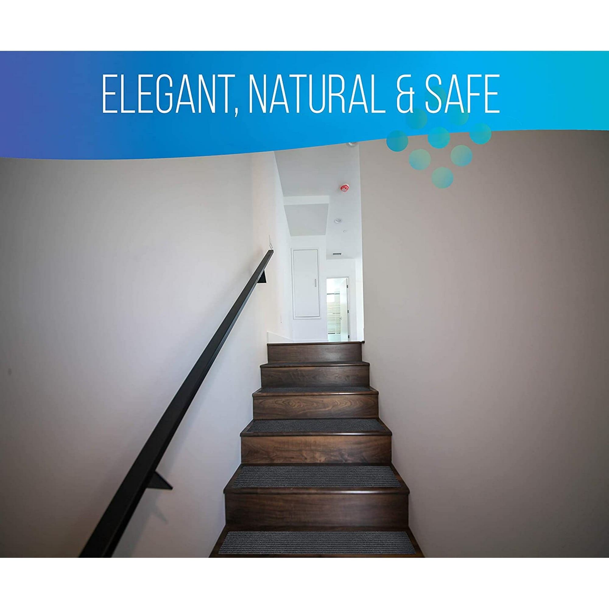 Elders and Pets Non-Slip Stair Mats Rug Tread Brown Indoor Outdoor Stairway Carpet Pads Safety for Kids 8 x 30 Pre Applied Adhesive Set of 15 Carpet Stair Treads